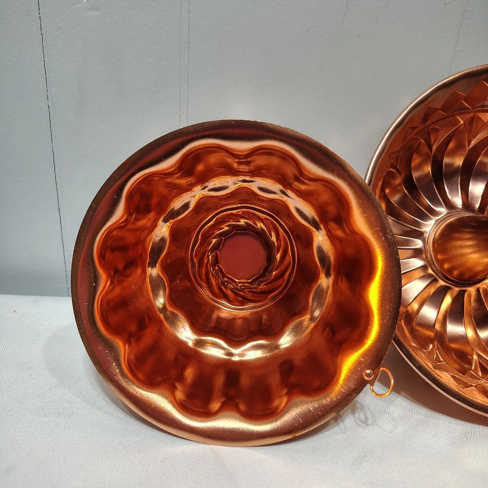 Copper Cake Molds Set of‎ 2 Jello Mold Vintage Farmhouse Country Decor